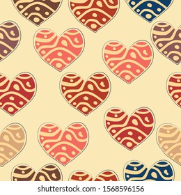Terracotta Heart Abstract Seamless Pattern. Modern Digital Design. Modern Fashion Scandinavian Style. Contemporary Colors and Design. 