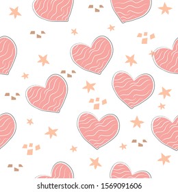 Terracotta Heart Abstract Seamless Pattern. Modern Digital Design. Modern Fashion Scandinavian Style. Contemporary Colors and Design. Vector Illustration