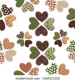 Terracotta Heart Abstract Seamless Pattern. Modern Digital Design. Modern Fashion Scandinavian Style. Contemporary Colors 