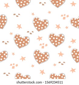 Terracotta Heart Abstract Seamless Pattern. Modern Digital Design. Modern Fashion Scandinavian Style. Contemporary Colors and Design. 