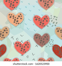 Terracotta Heart Abstract Seamless Pattern. Modern Digital Design. Modern Fashion Scandinavian Style. Contemporary Colors and Design. 
