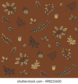 terracotta leaves and acorns pattern