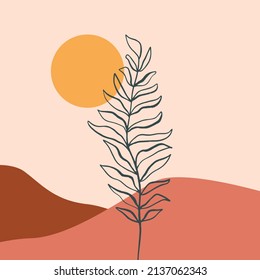 Terracotta meditation hand drawn flat design boho wall art