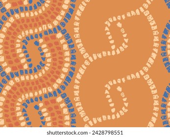 Terracotta mosaic tile braid seamless pattern