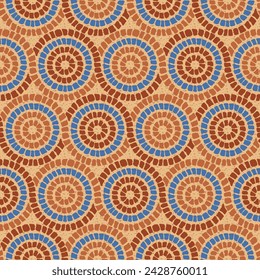 Terracotta mosaic tiles seamless pattern