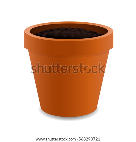 Terracotta Pot With Gradient Mesh, Vector Illustration