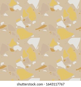 Terracotta terrazzo seamless pattern in minimal trendy style. Abstraction poster. Vector texture for textile, packaging, wrapping paper, social media etc. Fashion contemporary collage.
