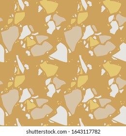 Terracotta terrazzo seamless pattern in minimal trendy style. Abstraction poster. Vector texture for textile, packaging, wrapping paper, social media etc. Fashion contemporary collage.