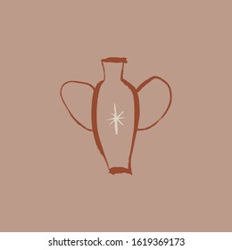 Terracotta Vase Poster Vector Modern Neutral Minimalistic Antique Clay Pottery Print Clipart