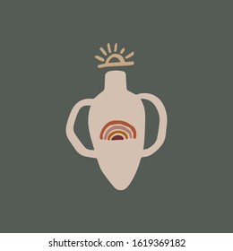 Terracotta Vase Poster Vector Modern Neutral Minimalistic Pottery Print Clipart