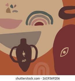 Terracotta Vase Poster Vector Modern Neutral Minimalistic Pottery Print Clipart