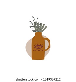 Terracotta Vase Poster Vector Modern Neutral Minimalistic Pottery Print Clipart