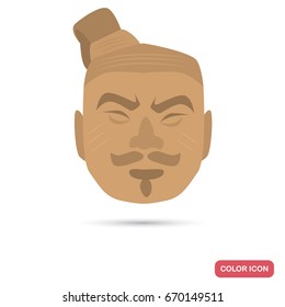 Terracotta warrior head color flat icon for web and mobile design