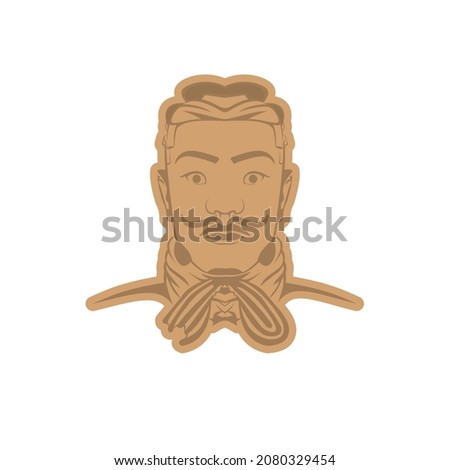 Terracotta warrior head color flat icon for web and mobile design