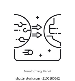 Terraforming Planet icon. Outline style icon design isolated on white background