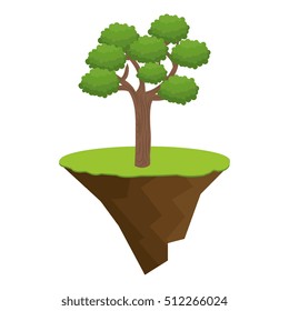 terrain with grass and tree isolated icon