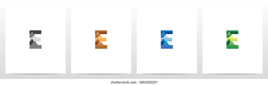 Terrain Landscape On Letter Logo Design E