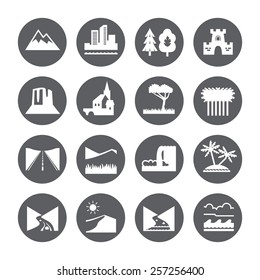 Terrain, locality icon set.