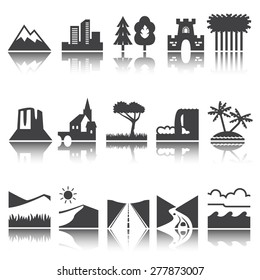 Terrain, Locality Icon. Vector Set. Shadow Reflection. E P S 1 0 