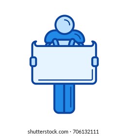 Terrain orientation vector line icon isolated on white background. Terrain orientation line icon for infographic, website or app. Blue icon designed on a grid system.