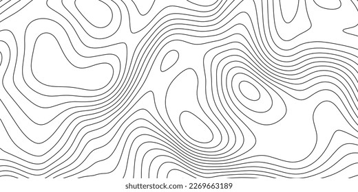 Terrain topographic map. Mountain contour height lines background. Black and white landscape geographic pattern. Territory grid texture. Vector