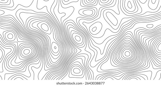 Terrain topographic map. Mountain contour height lines background. Black and white landscape geographic pattern. Territory grid texture. Vector