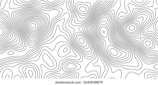 Terrain topographic map. Mountain contour height lines background. Black and white landscape geographic pattern. Territory grid texture. Vector