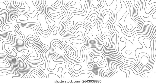 Terrain topographic map. Mountain contour height lines background. Black and white landscape geographic pattern. Territory grid texture. Vector