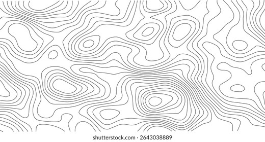 Terrain topographic map. Mountain contour height lines background. Black and white landscape geographic pattern. Territory grid texture. Vector