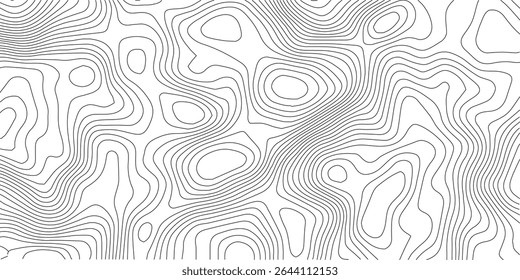 Terrain topographic map. Mountain contour height lines background. Black and white landscape geographic pattern. Territory grid texture. Vector