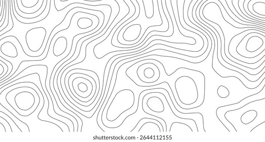 Terrain topographic map. Mountain contour height lines background. Black and white landscape geographic pattern. Territory grid texture. Vector