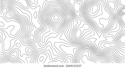Mapa topográfico do terreno. Plano de fundo das linhas de altura do contorno da montanha. Padrão geográfico de paisagem em preto e branco. Textura da grade do território. Vetor