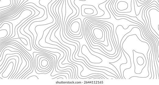 Mapa topográfico do terreno. Plano de fundo das linhas de altura do contorno da montanha. Padrão geográfico de paisagem em preto e branco. Textura da grade do território. Vetor