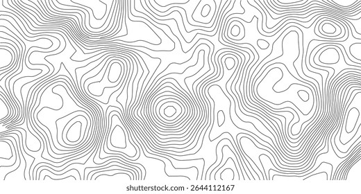 Mapa topográfico do terreno. Plano de fundo das linhas de altura do contorno da montanha. Padrão geográfico de paisagem em preto e branco. Textura da grade do território. Vetor