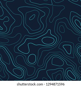 Terrain topography. Actual topography map. Futuristic seamless design, amazing tileable isolines pattern. Vector illustration.