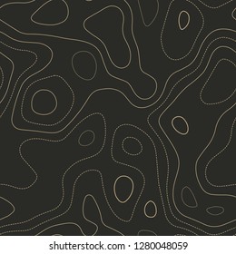 Terrain topography. Actual topography map. Seamless design. Optimal tileable isolines pattern, vector illustration.
