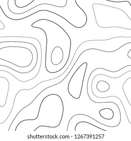 Terrain topography. Admirable topography map. Black and white seamless design, astonishing tileable isolines pattern. Vector illustration.