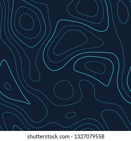 Terrain topography. Futuristic seamless design. Divine tileable isolines pattern. Vector illustration.