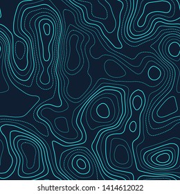 Terrain topography. Futuristic seamless design. Eminent tileable isolines pattern. Vector illustration.