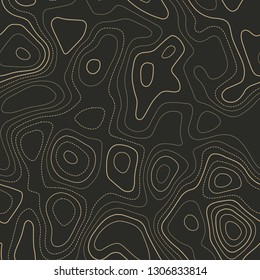 Terrain topography, seamless design, charming tileable isolines pattern, vector illustration.