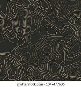 Terrain topography, seamless design, eminent tileable isolines pattern, vector illustration.