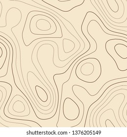 Terrain topography, seamless design, excellent tileable isolines pattern, vector illustration.