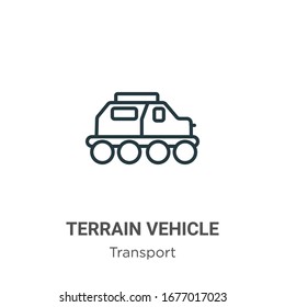 Terrain vehicle outline vector icon. Thin line black terrain vehicle icon, flat vector simple element illustration from editable transport concept isolated stroke on white background