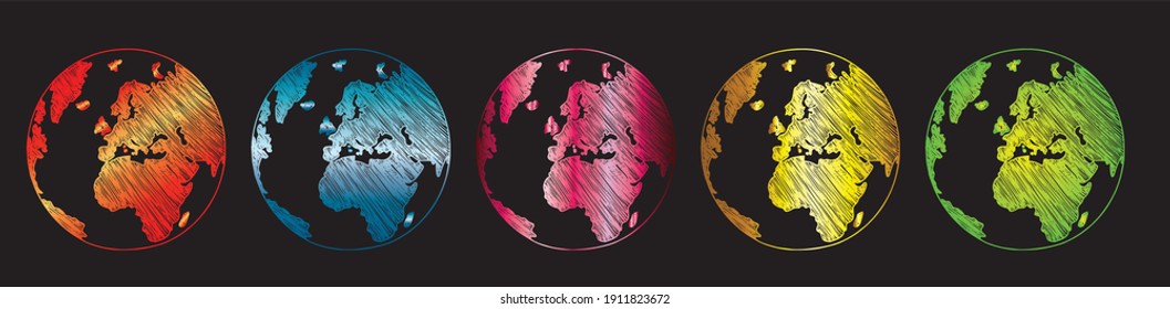 Terraqueo globes of different colors