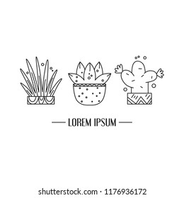 Terrarium icons set. Line vector art