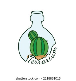 Terrarium-Illustrationsdesign geeignet für Logo-Cartoon, Vektorgrafik