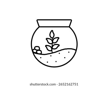 Terrarium line icon isolated on white background.