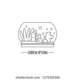Terrarium line icon. Unique vector art. Doodle style