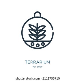 terrarium dünne Linie Symbol. Natur, Reptilien Linearsymbole aus dem Konzept des Heimtierladens isolierte Umrisszeichen. Vektorgrafik-Symbol-Element für Webdesign und Apps.