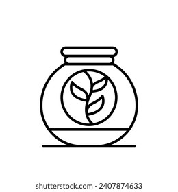 Terrarium vector icon. Flower glass plant symbol in black and white color.